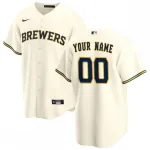 Milwaukee Brewers Nike Youth Home Replica Custom Jersey – Cream