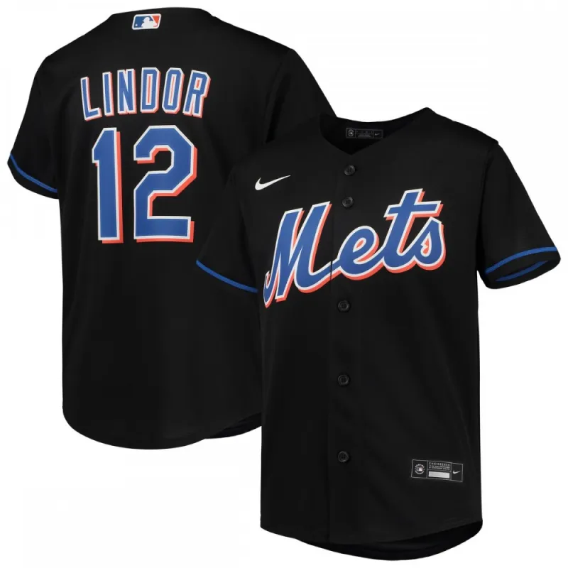 Francisco Lindor New York Mets Nike Youth Alternate Fan edition Player Jersey – Black