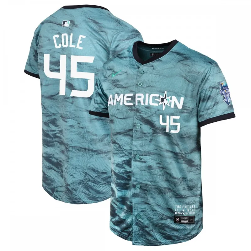 Gerrit Cole American League Nike Youth 2023 MLB All-Star Game Limited Player Jersey – Teal