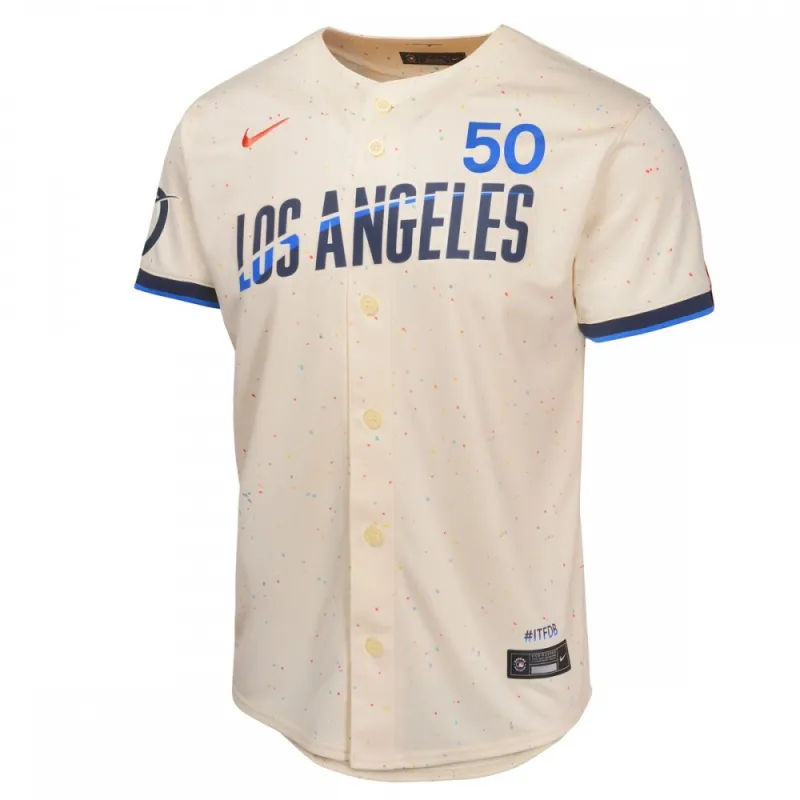 Mookie Betts Los Angeles Dodgers Nike jeugdshirt 2024 City Connect Limited Player – Crème