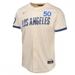 Mookie Betts Los Angeles Dodgers Nike jeugdshirt 2024 City Connect Limited Player – Crème
