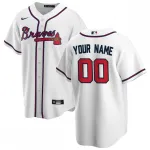 Camisa personalizada do Atlanta Braves, réplica do uniforme de jogo em casa, para jovens, da Nike - Branca Atlanta Braves Nike Youth Home Replica Custom Jersey – White
