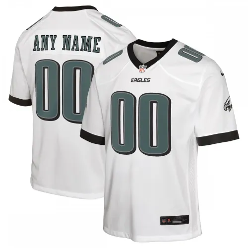 Camiseta de juego personalizada Nike para jóvenes de los Philadelphia Eagles - Blanca