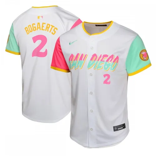 Maillot Nike « City Connect Limited » pour enfant de Xander Bogaerts (San Diego Padres) – Blanc