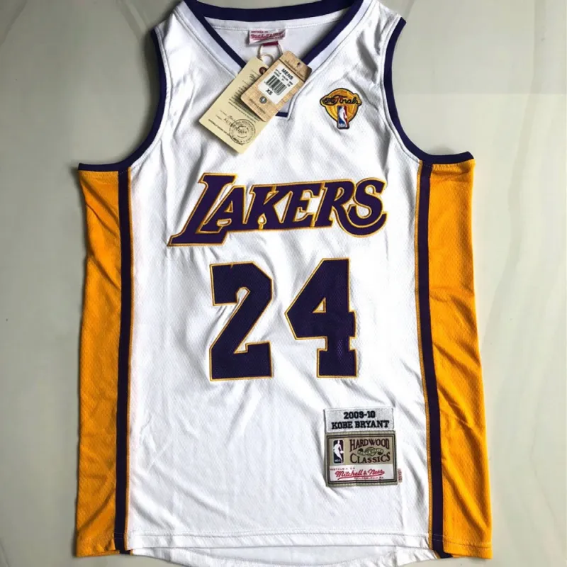 Men’s Los Angeles Lakers Kobe Bryant #24 Throwback White 2009-10 Hardwood Classics Jersey