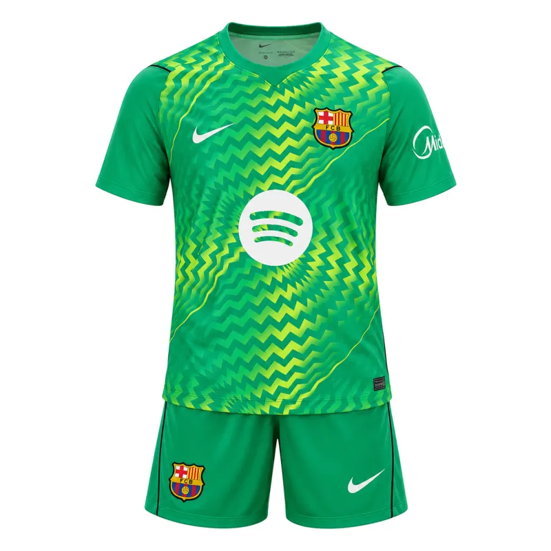 26/27 Barcelona Goalkeeper Kids Kit – Green — invisible mannequin front