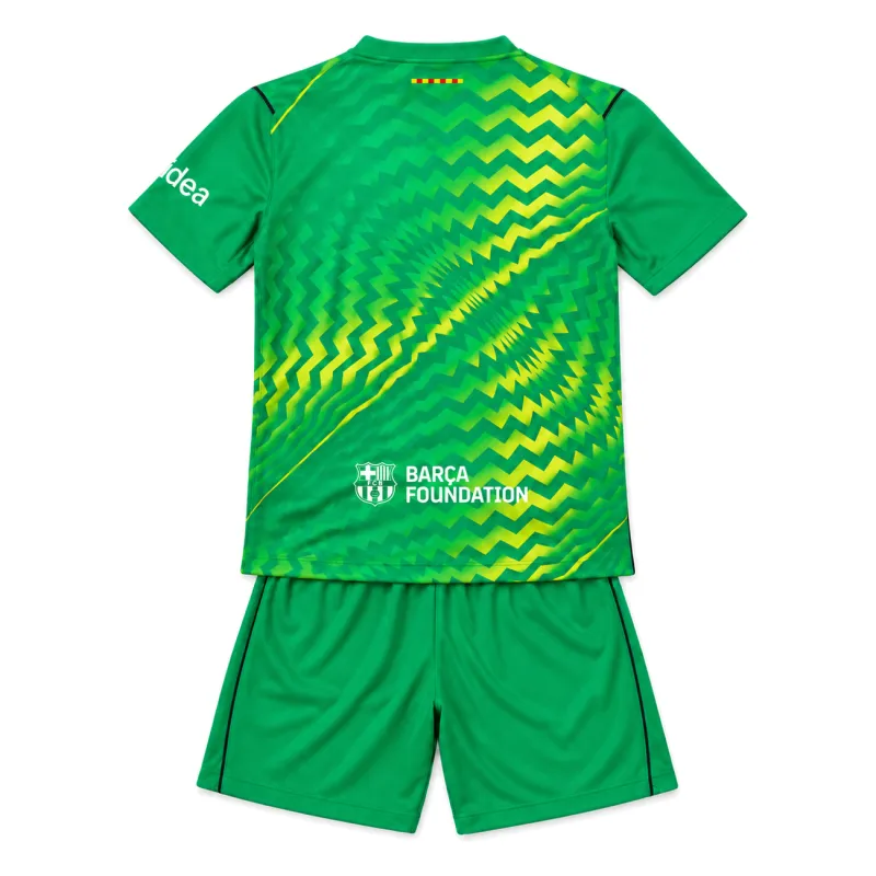 26/27 Barcelona Goalkeeper Kids Kit – Green — flat lay back