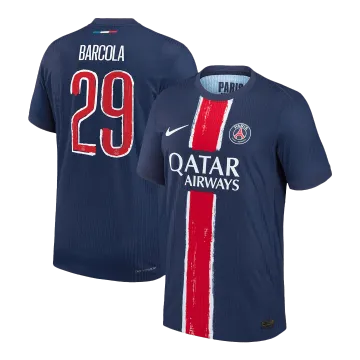 BARCOLA #29 PSG Home Authentic Men's Soccer Jersey 2024/25 - UCL