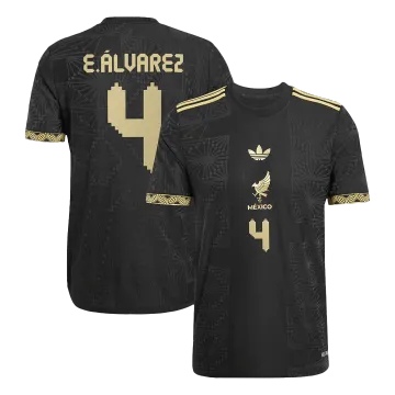 E.ÁLVAREZ #4 Mexico Third Away Authentic Men's Soccer Jersey 2025 -Gold Cup