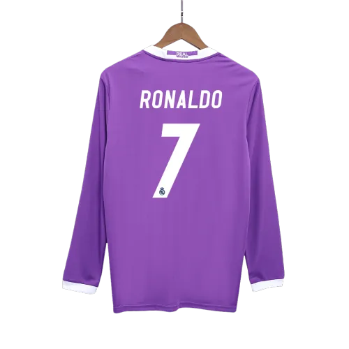Vintage Voetbal Jersey Retro RONALDO #7 Real Madrid Weg Lange Mouw 2016