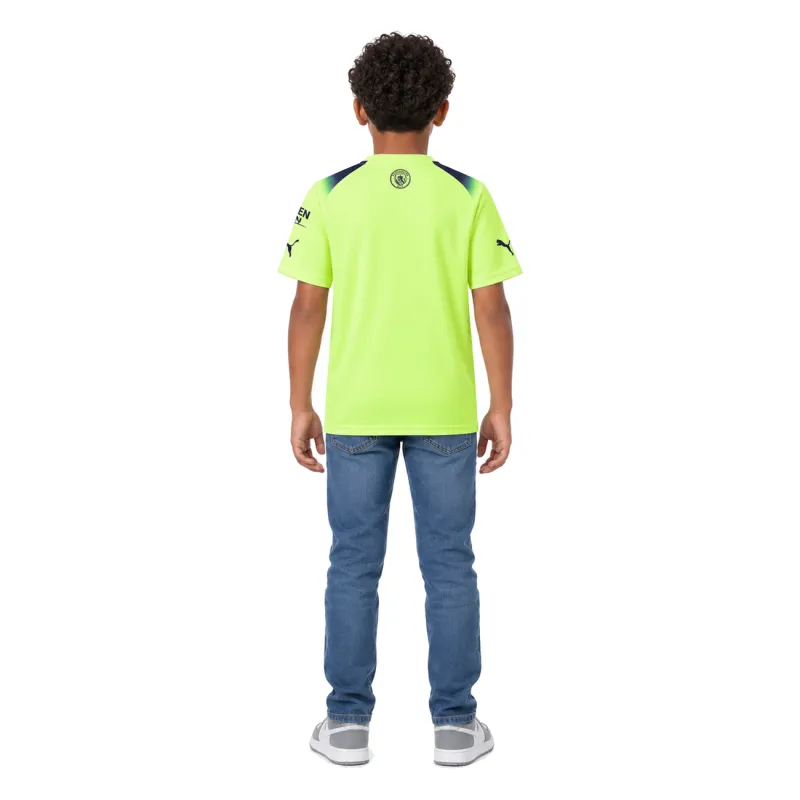 22/23 Manchester City Third Kids Jersey — AI model preview, full-body back view