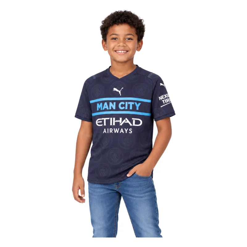 21/22 Manchester City Third Kids Jersey — AI model preview, upper-body front view