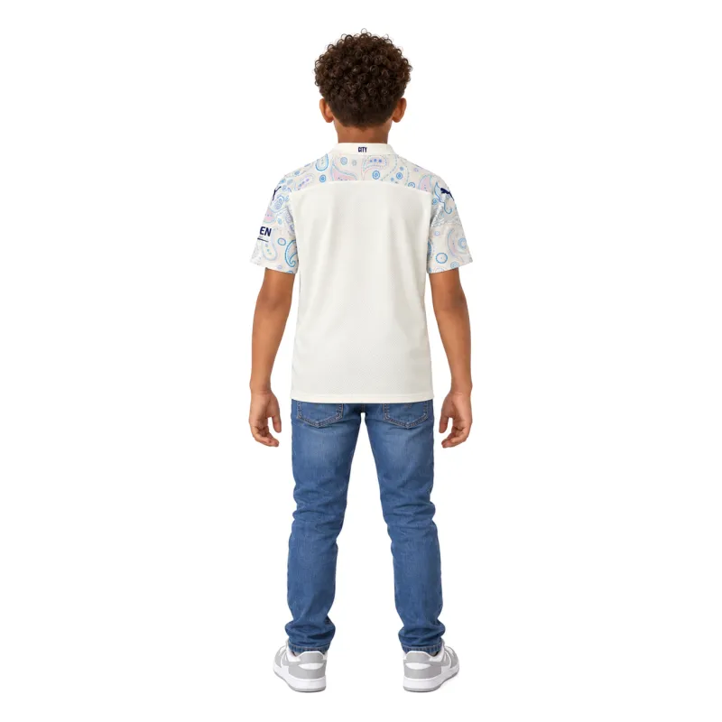 20/21 Manchester City Retro Third Kids Jersey — AI model preview, full-body back view