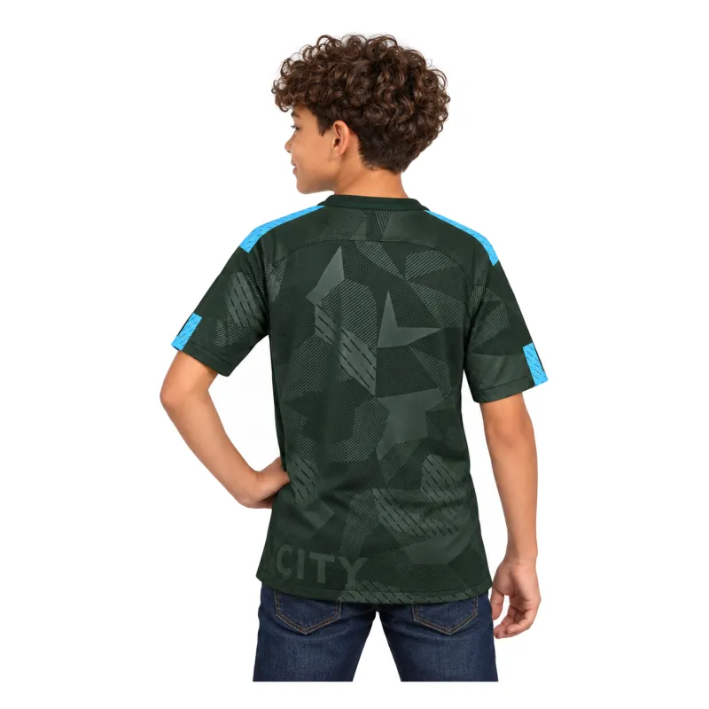 17/18 Manchester City Retro Third Kids Jersey — AI model preview, upper-body back view