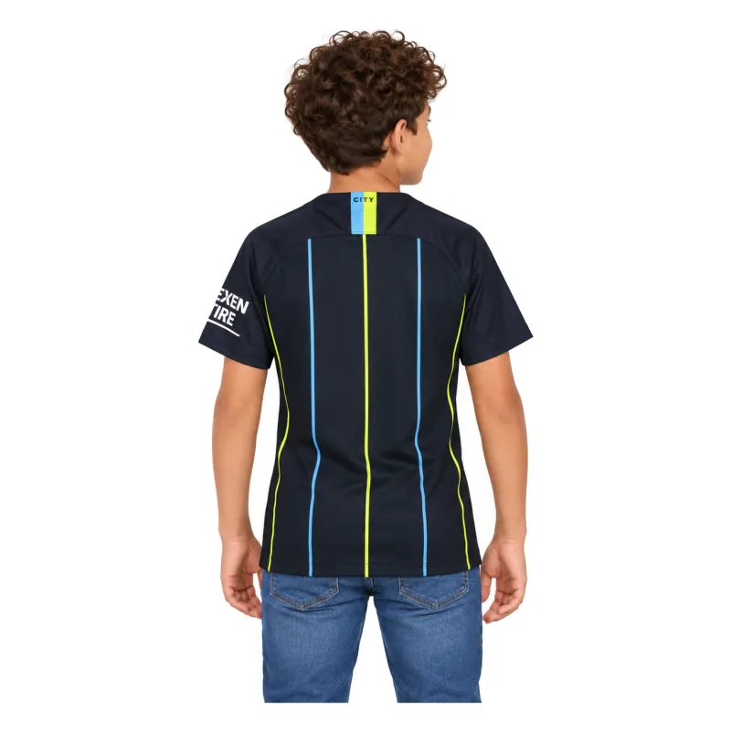 18/19 Manchester City Retro Away Kids Jersey — AI model preview, upper-body back view
