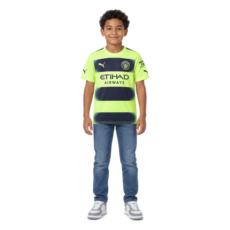 22/23 Manchester City Third Kids Jersey — AI model preview, full-body front view