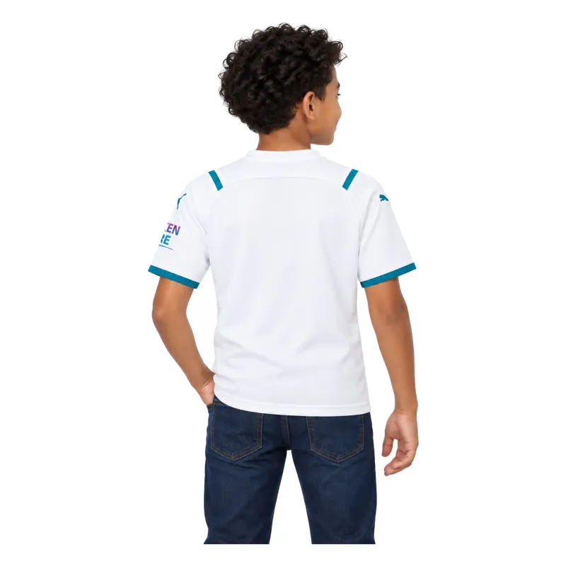 21/22 Manchester City Away Kids Jersey — AI model preview, upper-body back view