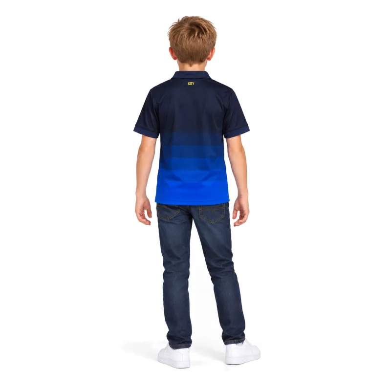 14/15 Manchester City Retro Away Kids Jersey — AI model preview, full-body back view