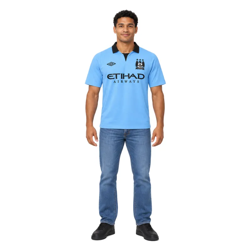 12/13 Manchester City Retro Home Jersey — AI model preview, full-body front view