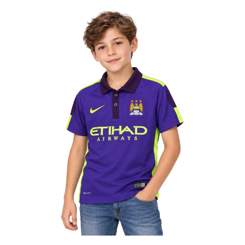 14/15 Manchester City Retro Third Kids Jersey — AI model preview, upper-body front view