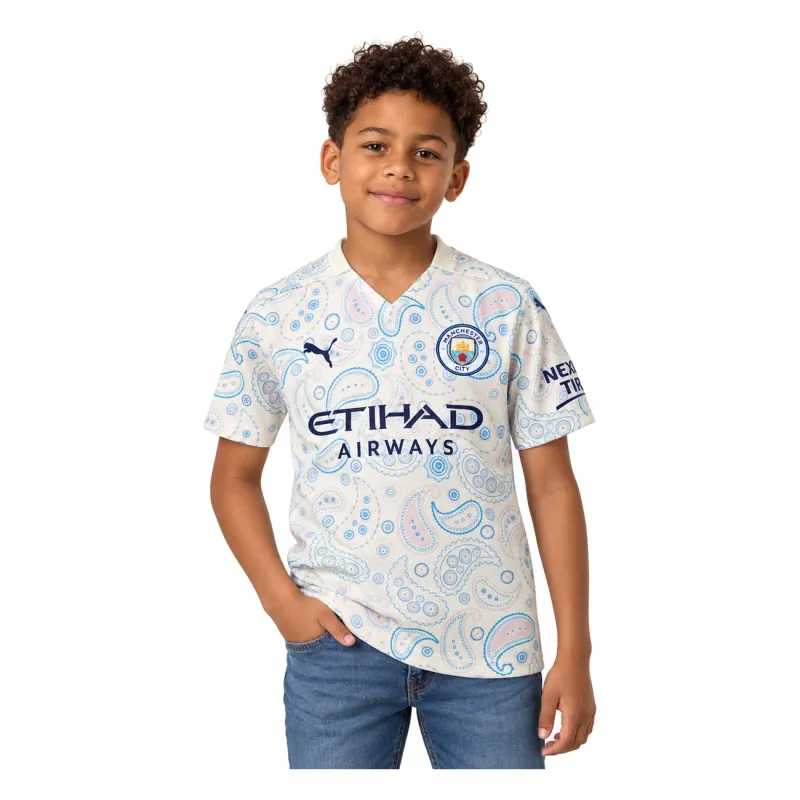 20/21 Manchester City Retro Third Kids Jersey — AI model preview, upper-body front view