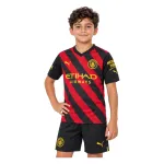22/23 Manchester City Away Kids Kit — AI model preview, upper-body front view; socks optional