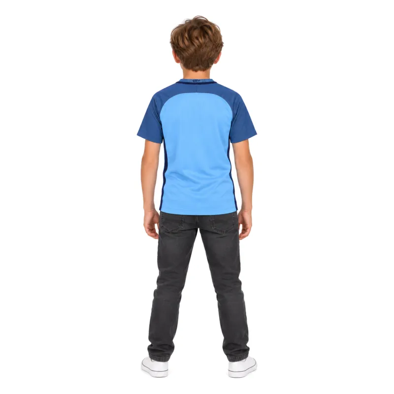 16/17 Manchester City Retro Home Kids Jersey — AI model preview, full-body back view