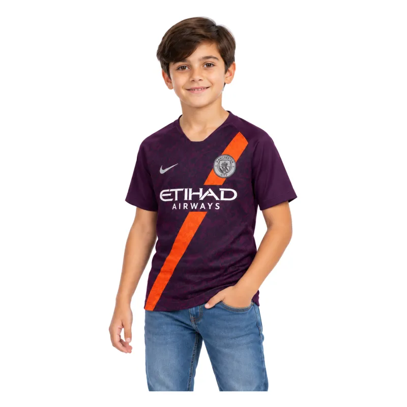 18/19 Manchester City Retro Third Kids Jersey — AI model preview, upper-body front view