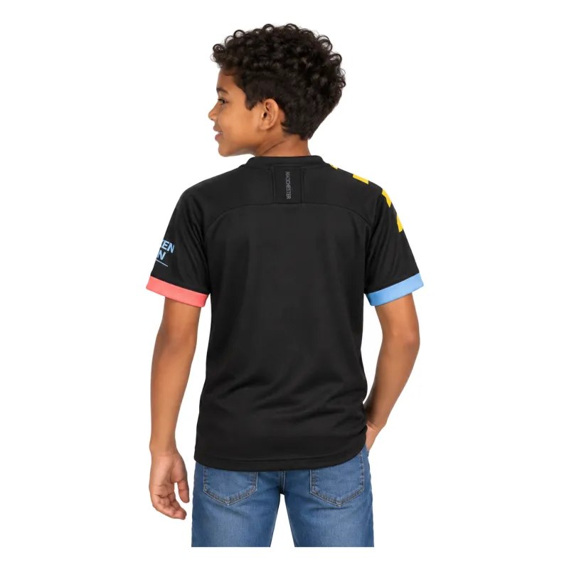19/20 Manchester City Retro Away Kids Jersey — AI model preview, upper-body back view