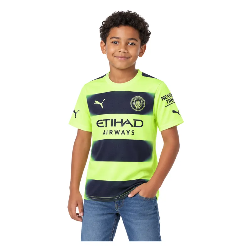 22/23 Manchester City Third Kids Jersey — AI model preview, upper-body front view