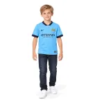 14/15 Manchester City Retro Home Kids Jersey — AI model preview, full-body front view