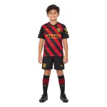 22/23 Manchester City Away Kids Kit — AI model preview, full-body front view; socks optional