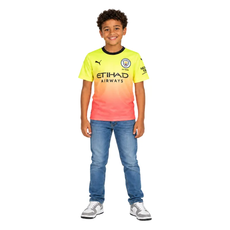 19/20 Manchester City Retro Third Kids Jersey — AI model preview, full-body front view