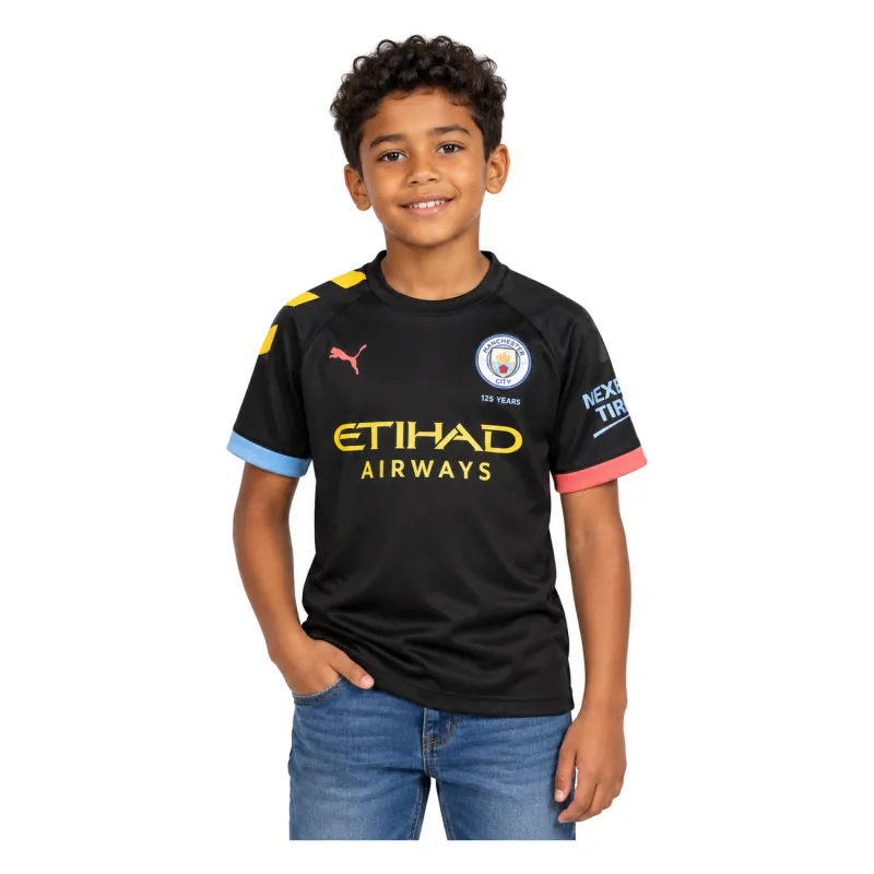 19/20 Manchester City Retro Away Kids Jersey — AI model preview, upper-body front view