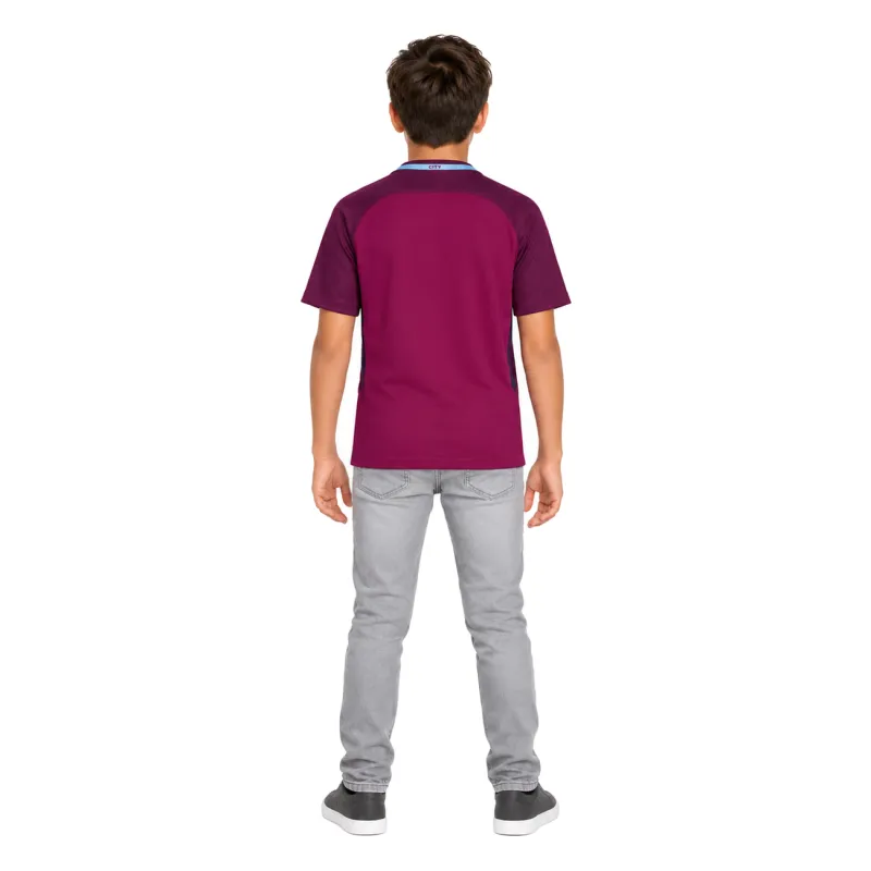 17/18 Manchester City Retro Away Kids Jersey — AI model preview, full-body back view