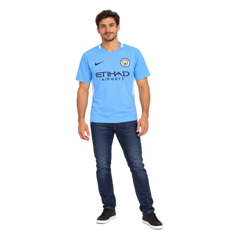 17/18 Manchester City Retro Home Jersey — AI model preview, full-body front view