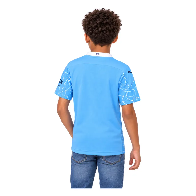 20/21 Manchester City Retro Home Kids Jersey — AI model preview, upper-body back view