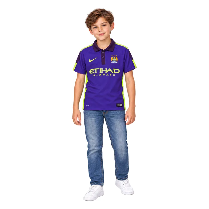 14/15 Manchester City Retro Third Kids Jersey — AI model preview, full-body front view