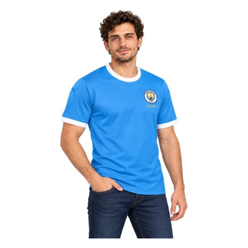 19/20 Manchester City Retro 125th Anniversary Jersey — AI model preview, upper-body front view