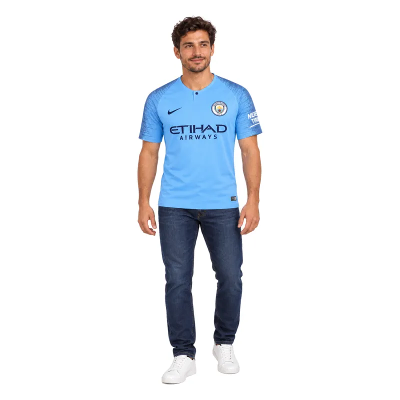 18/19 Manchester City Retro Home Jersey — AI model preview, full-body front view