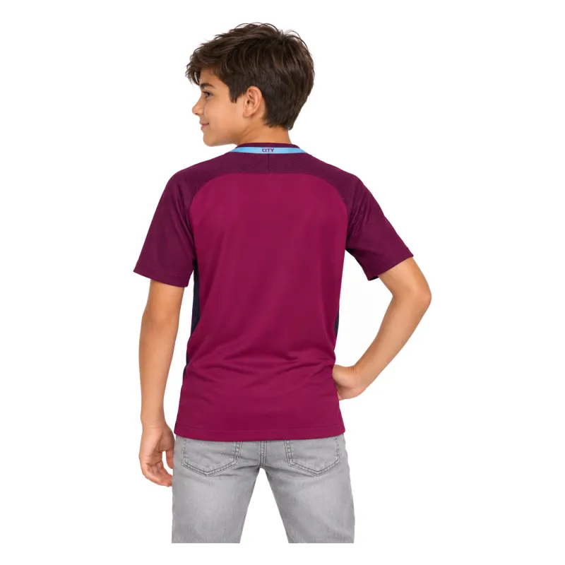 17/18 Manchester City Retro Away Kids Jersey — AI model preview, upper-body back view