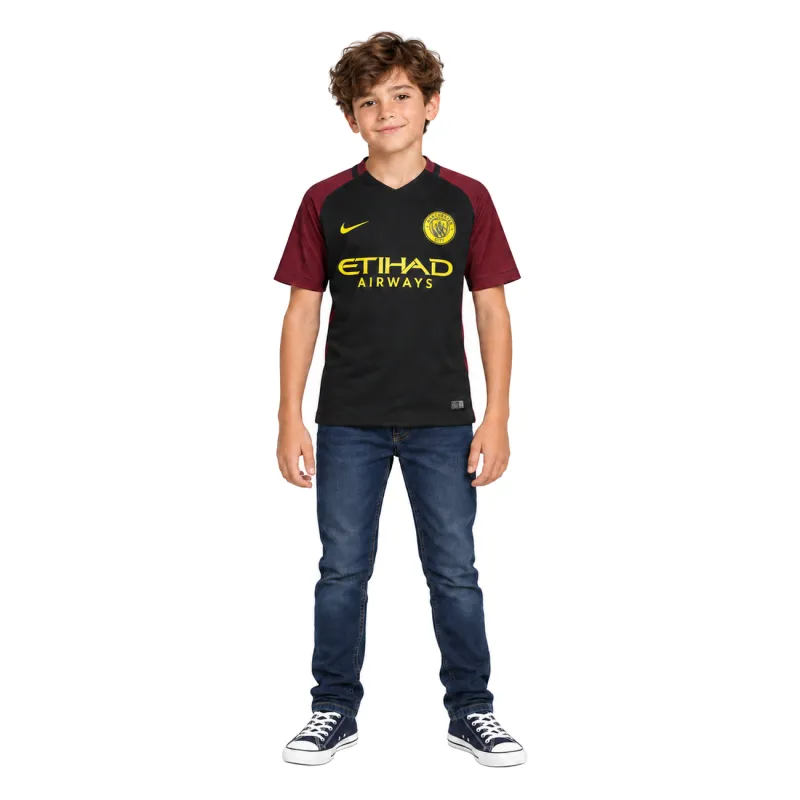 16/17 Manchester City Retro Away Kids Jersey — AI model preview, full-body front view