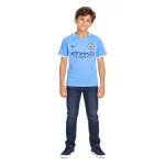 17/18 Manchester City Retro Home Kids Jersey — AI model preview, full-body front view