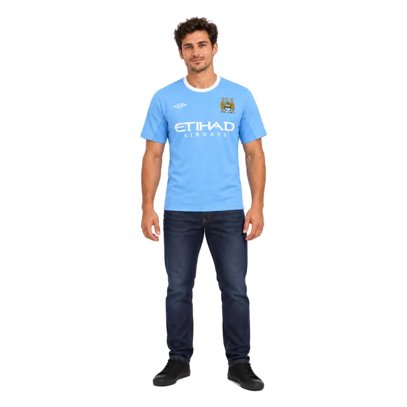 09/10 Manchester City Retro Home Jersey — AI model preview, full-body front view