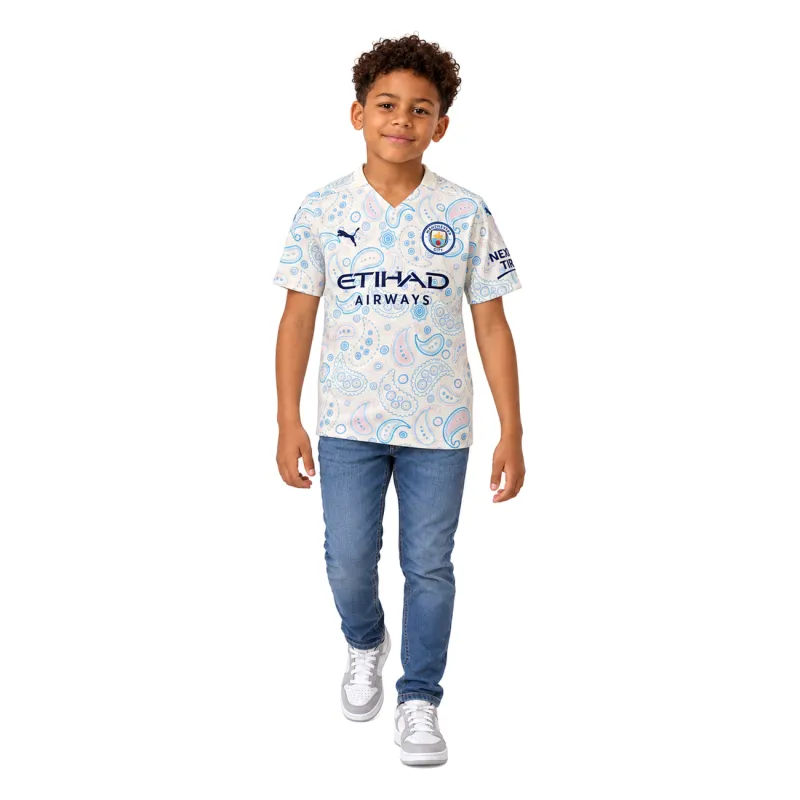 20/21 Manchester City Retro Third Kids Jersey — AI model preview, full-body front view