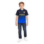 14/15 Manchester City Retro Away Kids Jersey — AI model preview, full-body front view