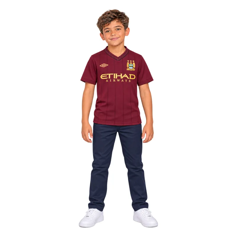 12/13 Manchester City Retro Away Kids Jersey — AI model preview, full-body front view