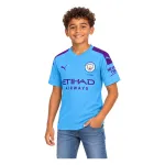 19/20 Manchester City Retro Home Kids Jersey — AI model preview, upper-body front view