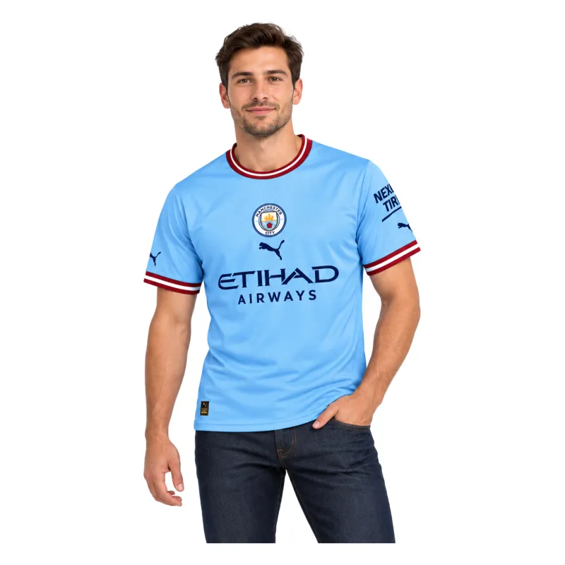 22/23 Manchester City Home Jersey — AI model preview, upper-body front view
