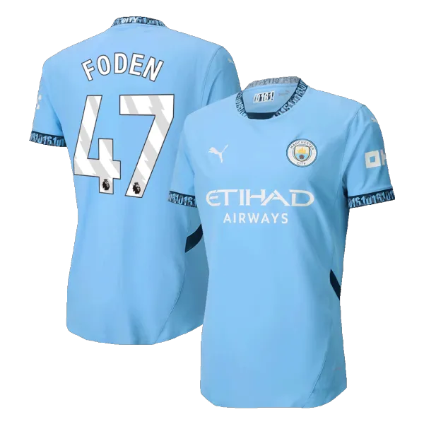 FODEN #47 Manchester City player version soccer jersey - A-Grade Quality Detail View